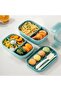 3-Tier Microwave-Safe Bento Lunch Box with Cutlery & Leak-Proof Silicone Seal (Light Blue) - 3