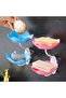 Two-piece shower set with double suction cups, no drilling required, self-draining, for showers, bathrooms, bathtubs, and kitchens, pink and blue. - 3