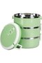 Portable three-layer insulated lunch box, made of 304 stainless steel, in Nordic green, suitable for schools, offices and outdoor activities. - 3