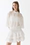 Frill-trimmed balloon-sleeved blouse