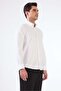 Men's Slim Fit Buttoned Collar Long Sleeve Cream Shirt - 2