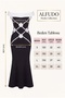 Carmen Collar Flower Detailed Black and White Fish Evening Dress Wedding Dress - 5