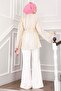 Waist-Tied Modern Patterned Skirt and Tunic over Pants in Yellow - 5