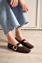Signa Brown Leather Ballerina Shoes - 2