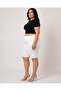 Large Size Elastic High Waist Lace-Up Above Knee Denim Women's Capri - 5