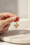 Yellow and Red Flower Motif Dangle Bijoux Earrings - 4