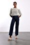 Dark Navy Blue Elastic Waist Straight Cut Jeans 761 - 6