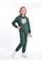 Girl's Printed Kangaroo Pocket Hooded Tracksuit Set - 2