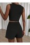 Women's Strappy Round Neck Crop Janjan Blouse and Short Skirt Two-Piece Set - 4