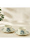 Palm Tree Print 4-Piece Bone China Cup and Saucer Set - 200 ml