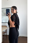 Black Ruffle Detailed Lace Crop Blouse - 1120 - 3
