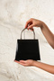 Women's Black Leather Evening Dress Wedding Invitation Bag - 3