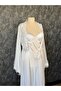 Boxed Set of 2 White Long Dressing Gowns with Rose Details