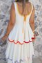 Beige Color Blocky Dress with Piping Detail and Thick Straps - 5