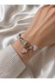 Heart Charm Detailed Silver Color Stainless Steel Bracelet