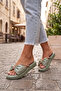 Glimmer Slipper Bowknot Stone Detailed Women's Slippers - Drawstring Cushioned Sole Lightweight Daily Summer Water Green K