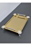 Figured, Metal-Handled, Stainless Steel Rectangular Tray Luxury Presentation Tray Light Gold-Silver
