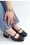 Liva Black Leather Heeled Shoes