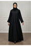 Textured Panel Abaya | Linen-Blend Fabric