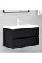 Sink Cabinet with Built-in Basin Black Engineered Wood