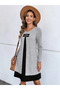 Women's Long Sleeve Front Buckle Embellished Camisole with Viscose Inner Layer Midi Dress Double Set - 2