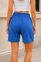Women's Pocketed, Elastic Waist, Adjustable Lace-Up, Loose-Fit, Lycra, Flexible, Comfortable, Above-Knee, Blue Bermuda Shorts - 4