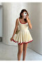 Red Short Dress with Shorts - 1092