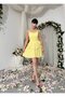 Women's Sari Strap Mini Dress with Sweetheart Neckline and Layered Chiffon Skirt - 4