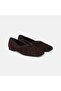 Women's Brown Leopard Patterned V-Cut Suede Ballerinas