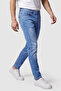Faded Skinny Fit Jeans with Button Closure