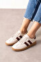 Fortuna Beige Brown Striped Lace-Up Sports Sneaker Shoes