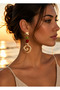 Colorful Stone Detailed Spiral Design Dangle Earrings Gold Plated Stylish Women's Earrings Daily and Special Occasion Accessory - 8
