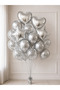 Silver Foil Balloon Bunch Heart Balloon Star Balloon Chrome Silver Transparent