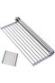 Rollable sink drain rack, stainless steel, silver