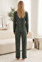 Green Plaid Patterned Buttoned Cotton Lycra Knitted Pajama Set26240354 - 3