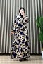 Feza Dress Viscose Fabric Women's Navy Blue Collar Openable Buttoned Comfortable Cut Hijab Dress