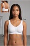 C Cup Seamless Gathering Bra Without Underwire – Removable Pads, Wide Side Support for Everyday Comfort