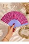 Paisley Patterned Pink Fabric Accordion Folding Hand Fan
