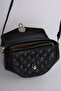Asymmetrical Stylish Design Quilted Embroidered Women's Handbag Black - 4