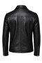 Jemas Men's Black Genuine Leather Zippered Jacket - 6
