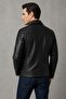 Jemas Men's Black Genuine Leather Zippered Jacket - 3