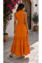 Timeless Elegance - Belted Buttoned Shirt Collar Layered Long Tricotone Dress - 3