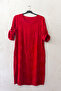 Red Pool Collar 3/4 Sleeve Hidden Pocket Lined Brodelee Casual Cotton Woven Dress 105 56 - 2