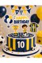 6-Piece Yellow Navy Blue Football Themed Cake Picks Happy Birthday Birthday Cake Decoration