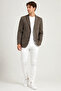 Men's Plaid Model Double Slit Single Jacket 6 Drop 72105-Brown - 2