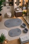 4 Piece Bath Mat Set Kit Non-Slip Washable Double Sided Bath Organizer 2 Baskets