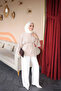 Beige Asymmetrical Cut Waist Tie Blouse - 3