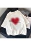 Mi̇ngalondon Aesthetic Heart Printed White Unisex Oversize T-Shirt - 5