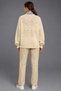 Women's Cream Openwork Knitwear Cardigan Denim Collar Detailed Knitted Jacket - 2