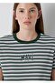 Logo Printed Striped 100% Cotton T-Shirt - 4